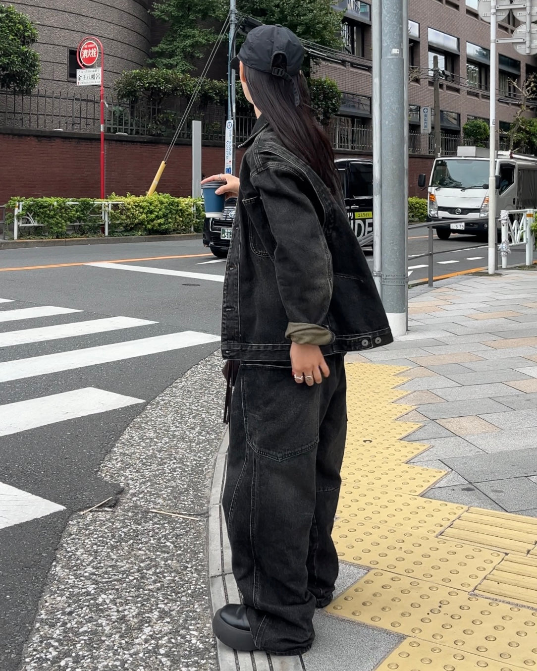 Washed Denim set black