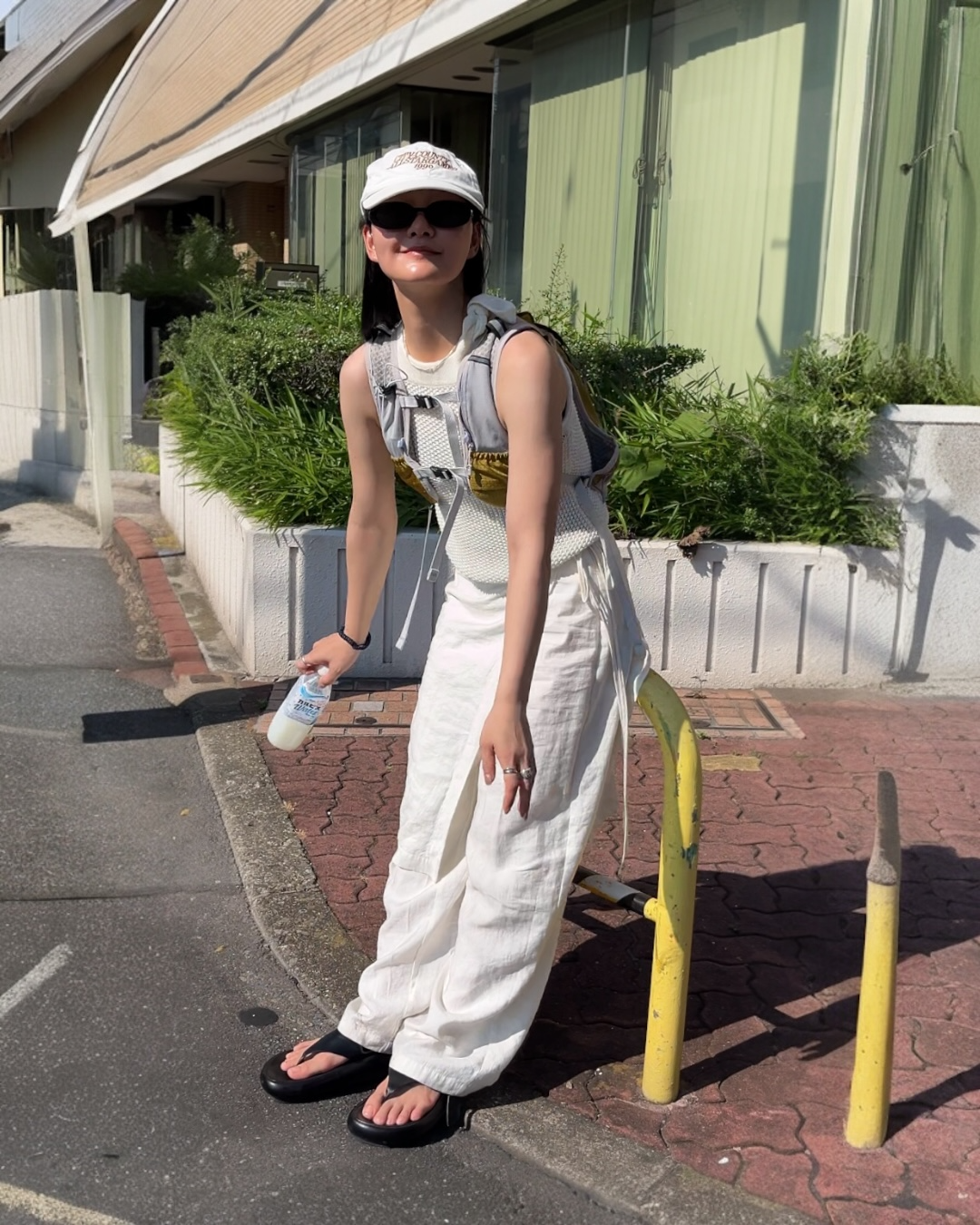 knit ribbon tank top white