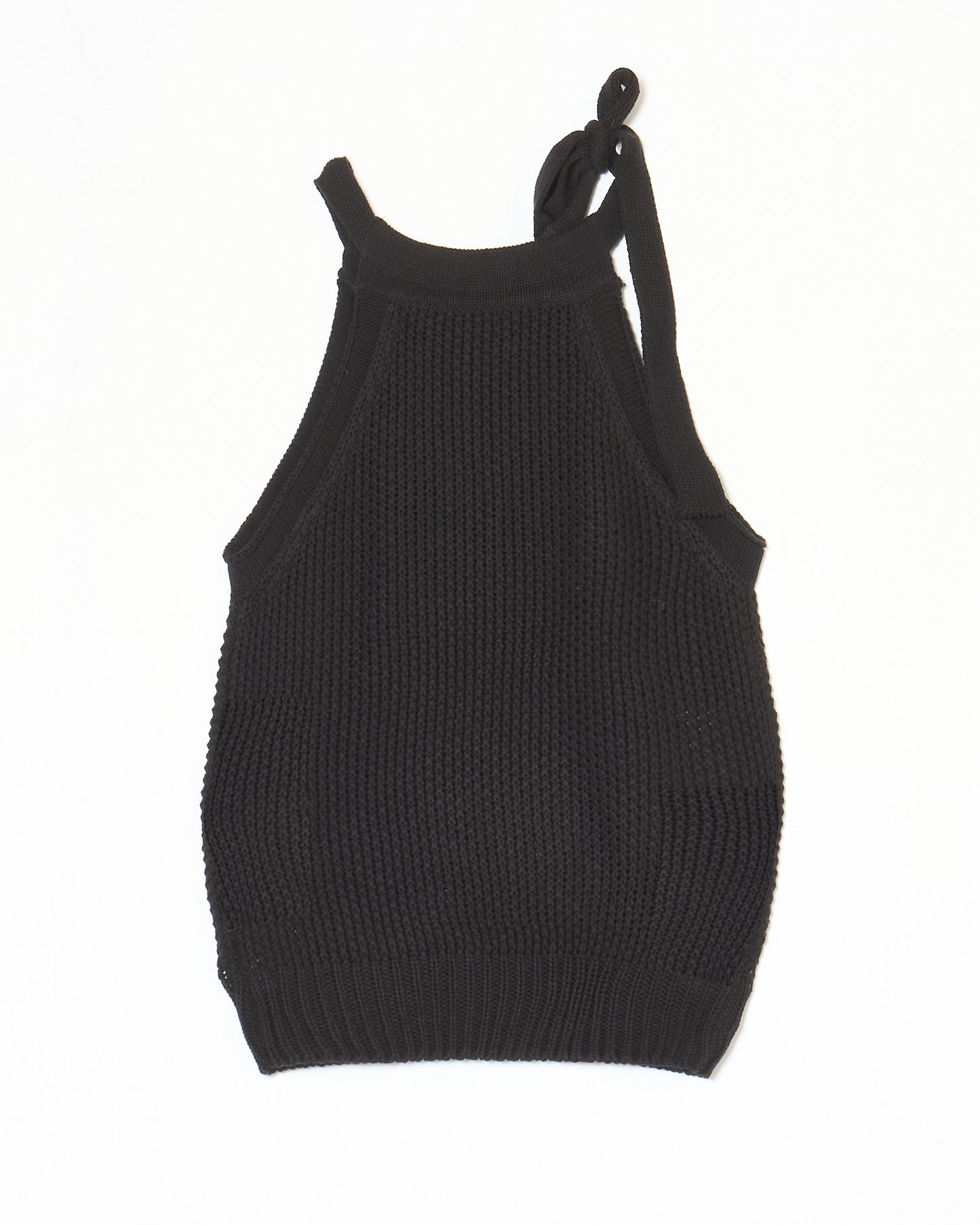 knit ribbon tank top black