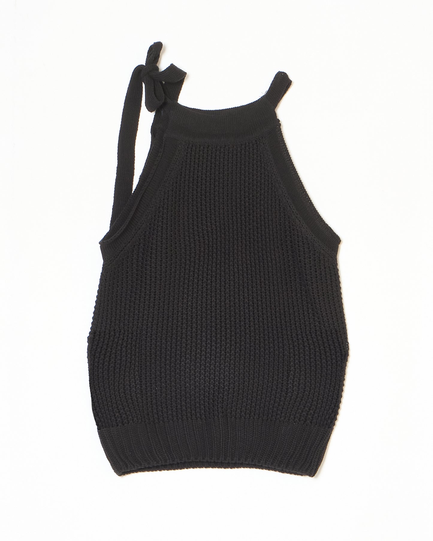 knit ribbon tank top black