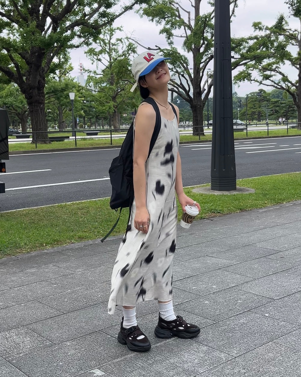 Inked Pattern Camisole Dress