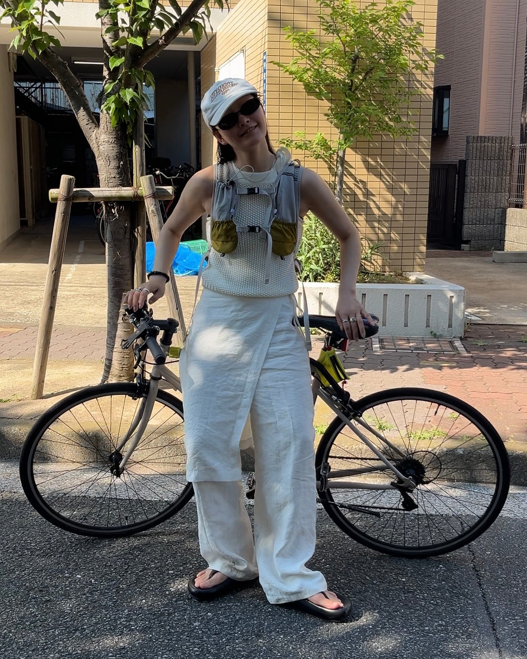 knit ribbon tank top white