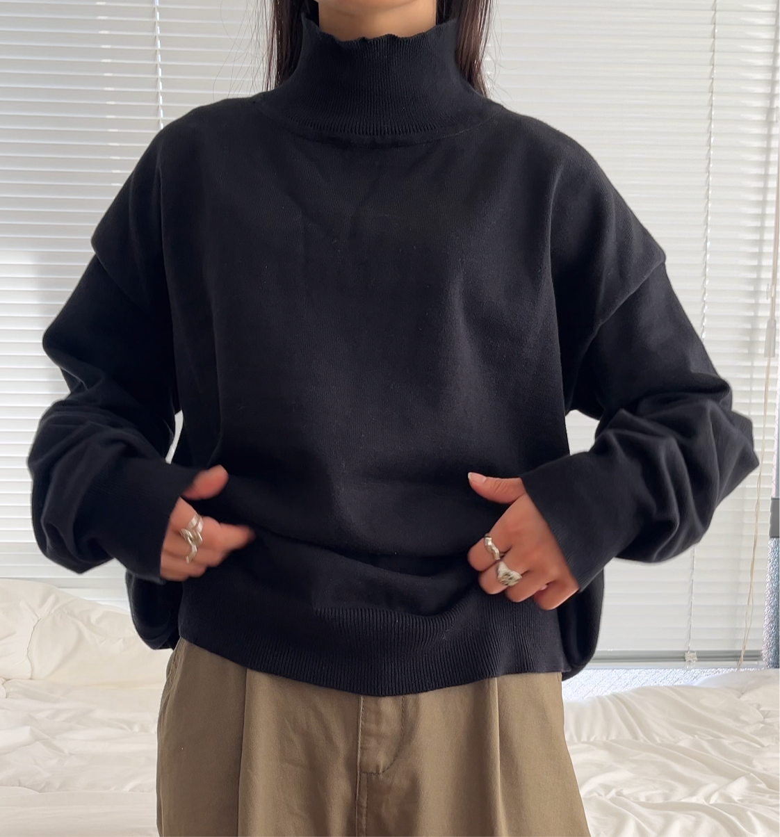 highneck pullover knit black