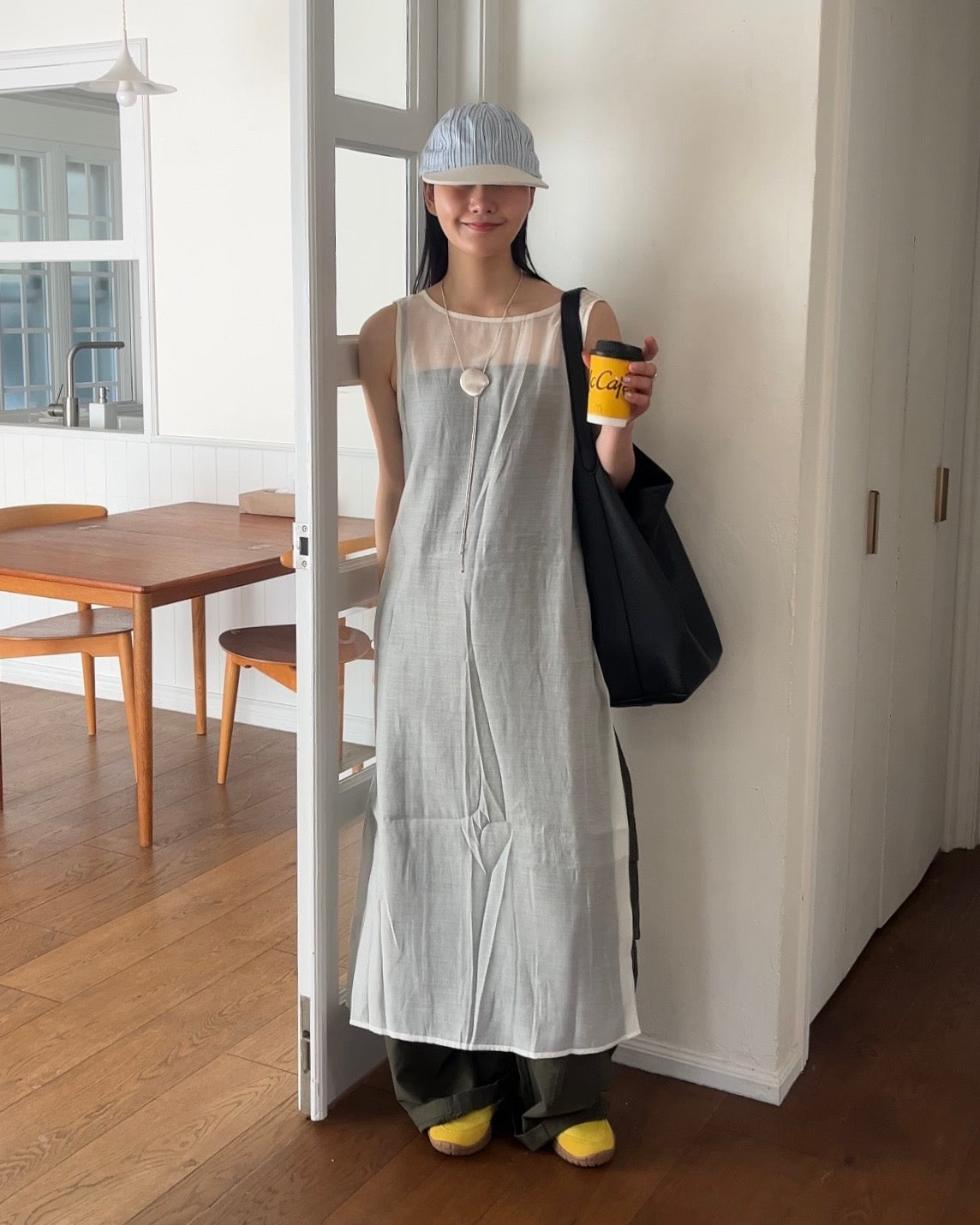 Cotton wide cago pants