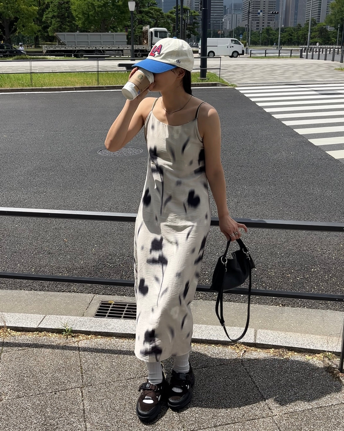 Inked Pattern Camisole Dress