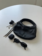 Round Curve Leather Bag black