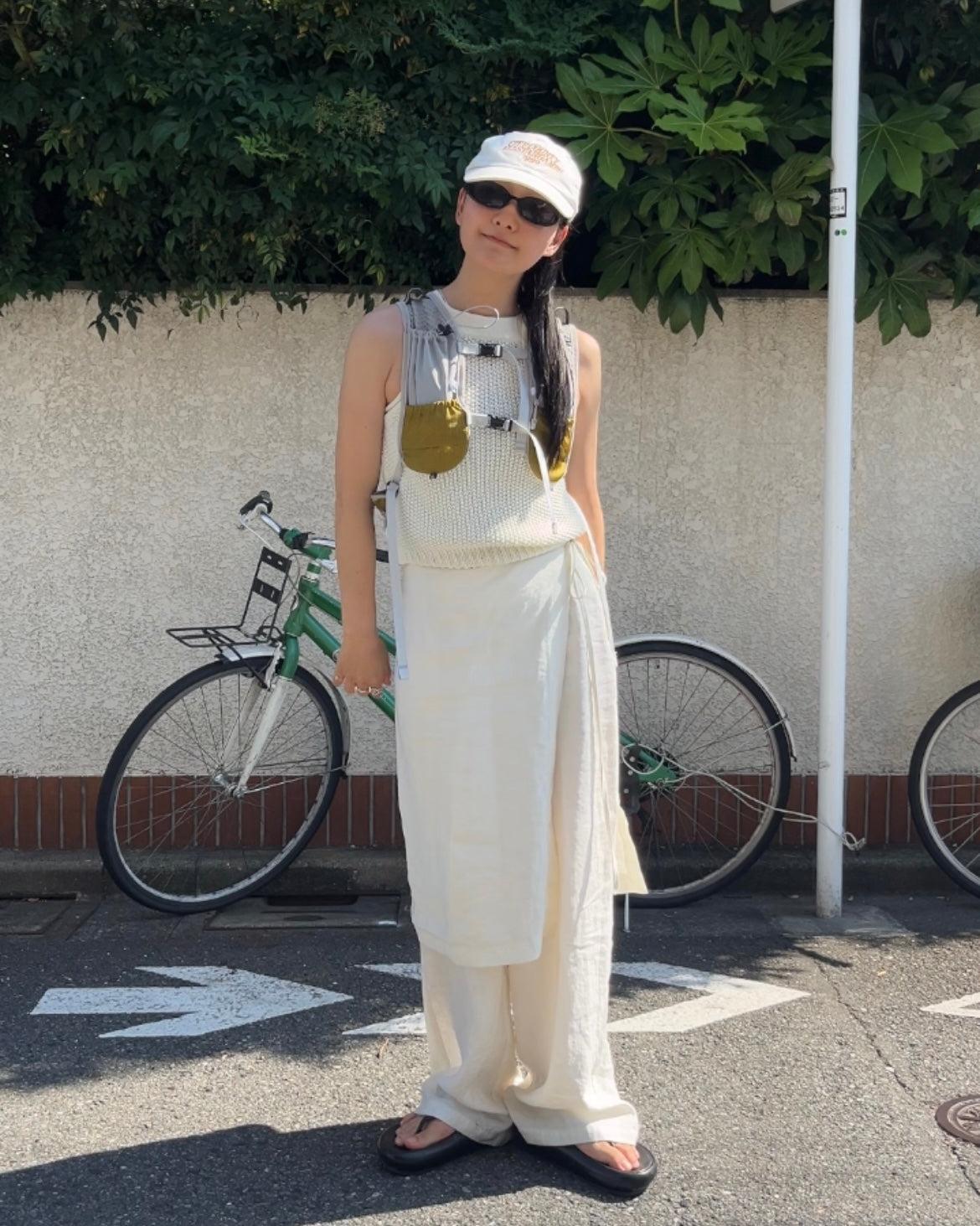 knit ribbon tank top white