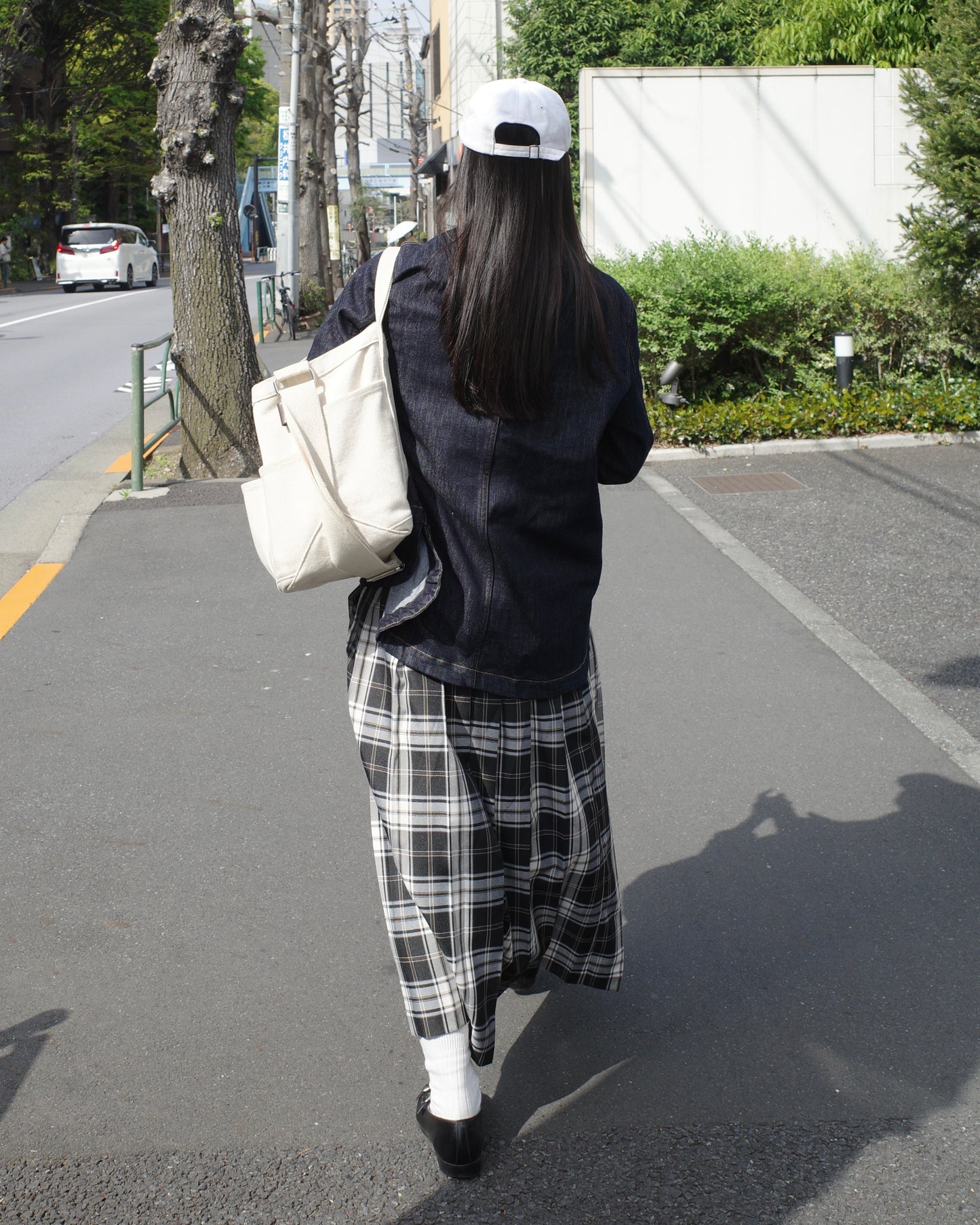 pleats check skirt black×brown