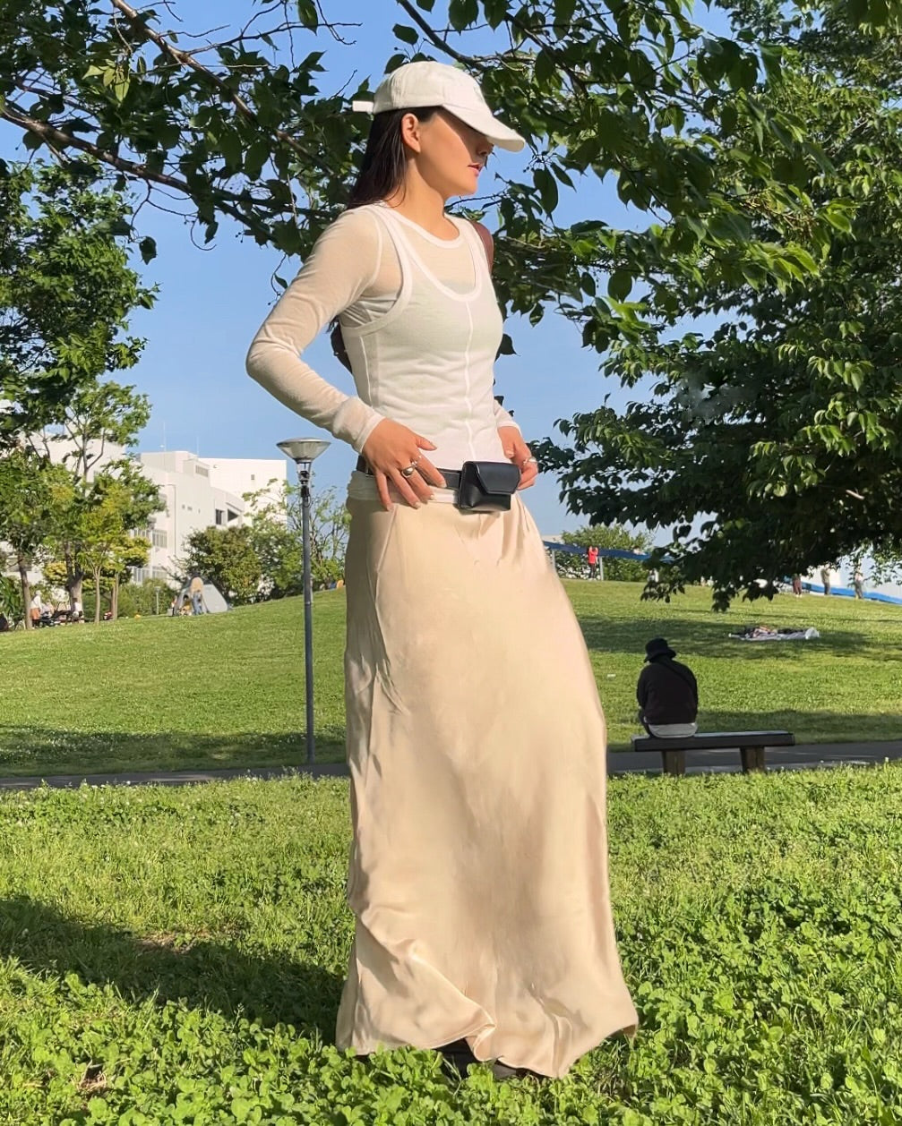 west ribbon satenn skirt ivory