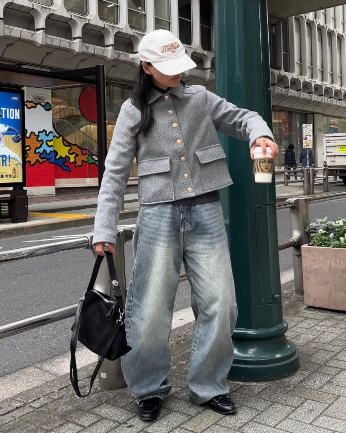 long sleeve box jacket gray