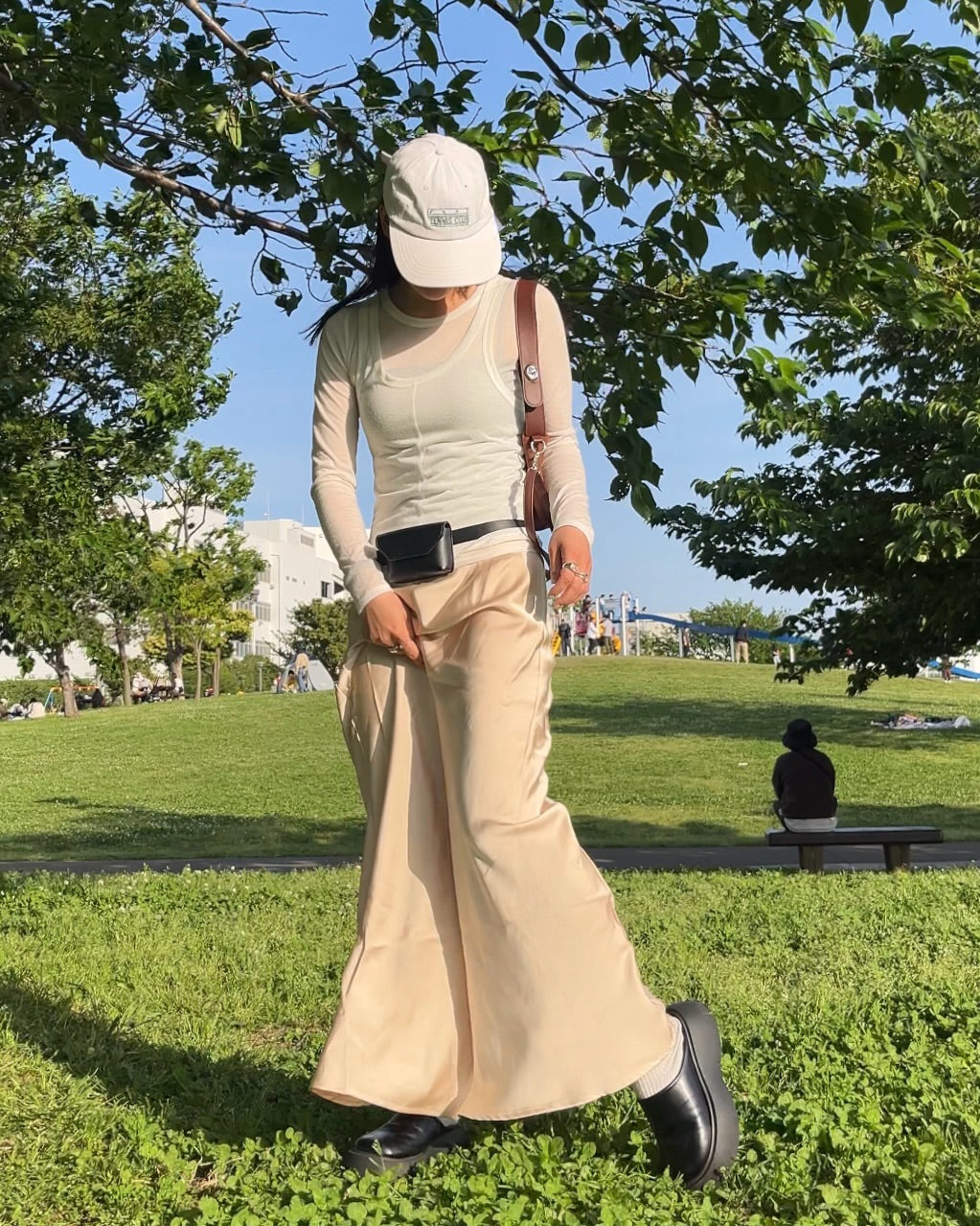 west ribbon satenn skirt ivory