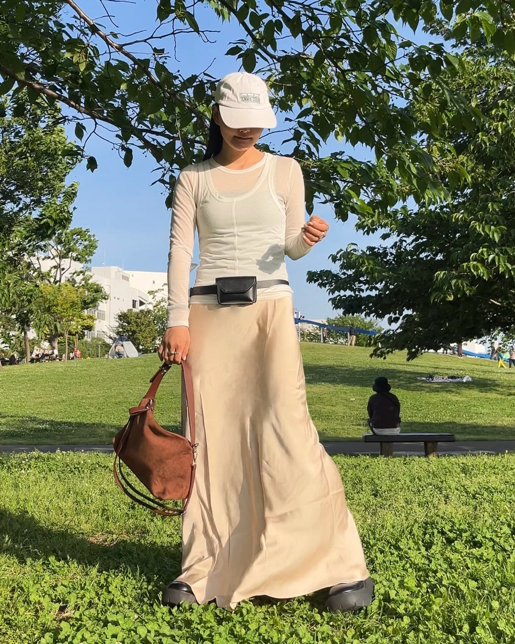 west ribbon satenn skirt ivory