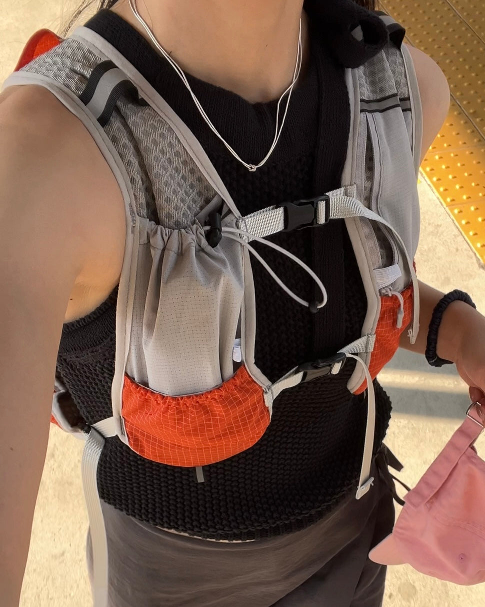 knit ribbon tank top black