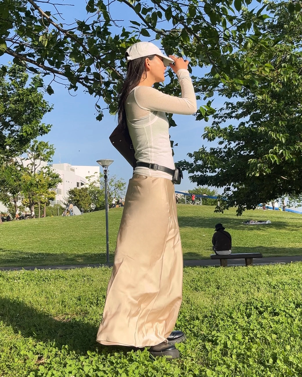 west ribbon satenn skirt ivory