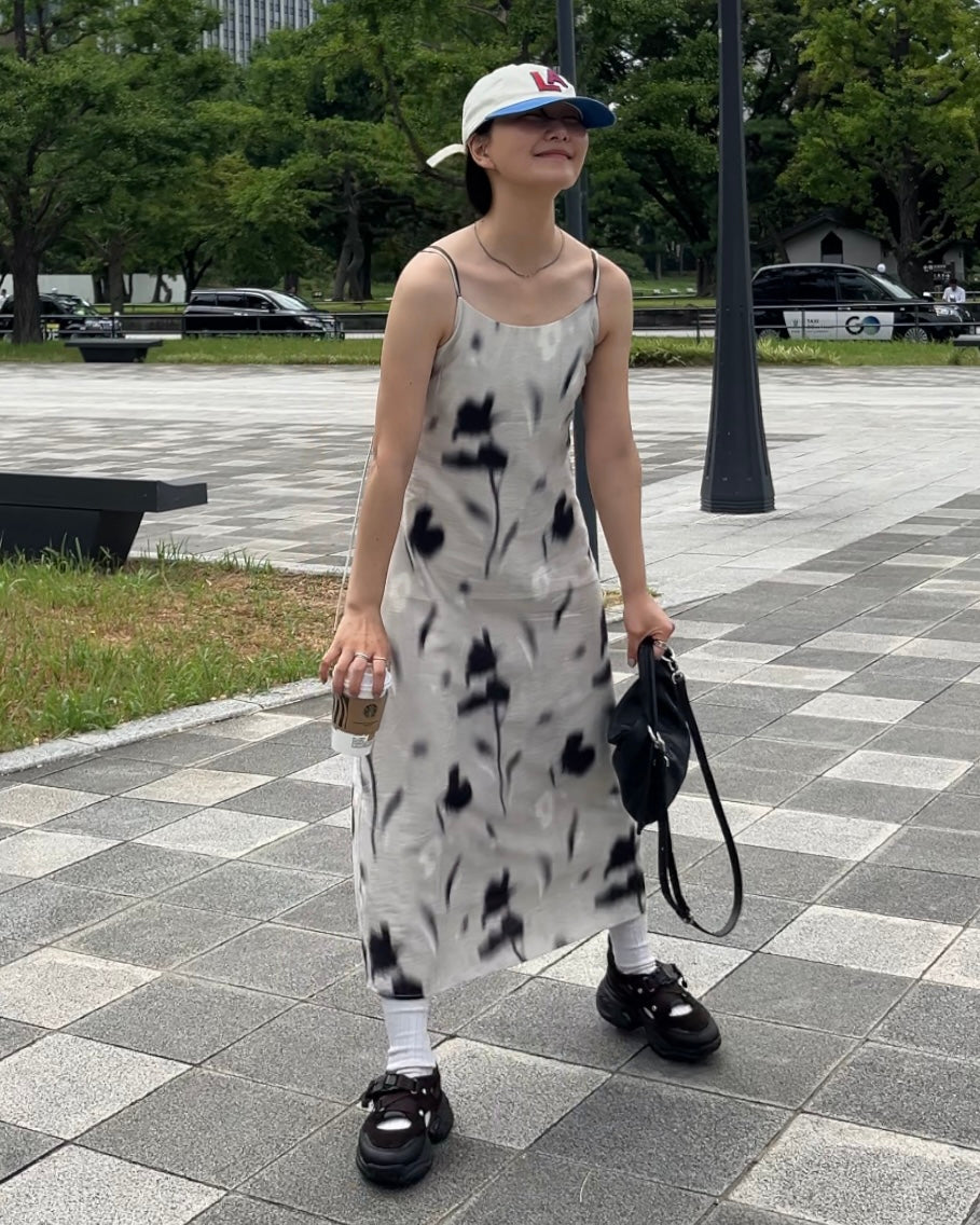 Inked Pattern Camisole Dress