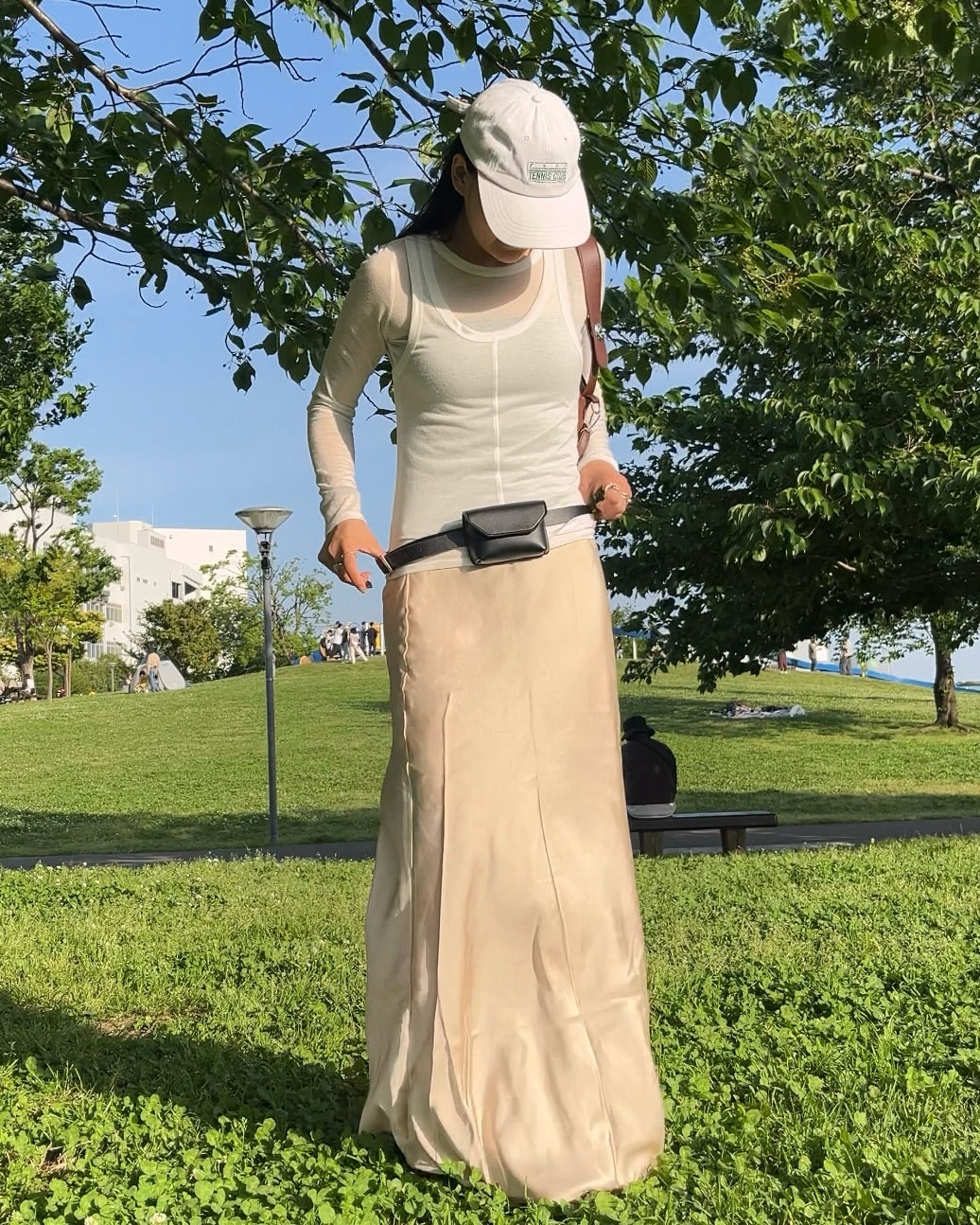 west ribbon satenn skirt ivory