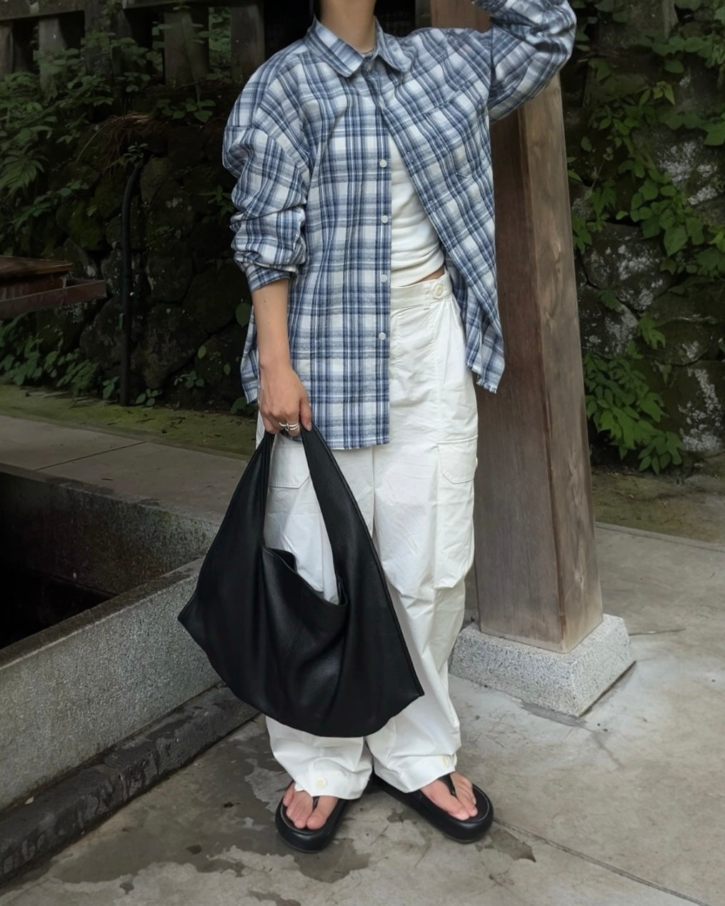 Sheer Check Airy Shirt blue