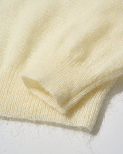 Nylon Wool Mohair Soft Polo Knit white