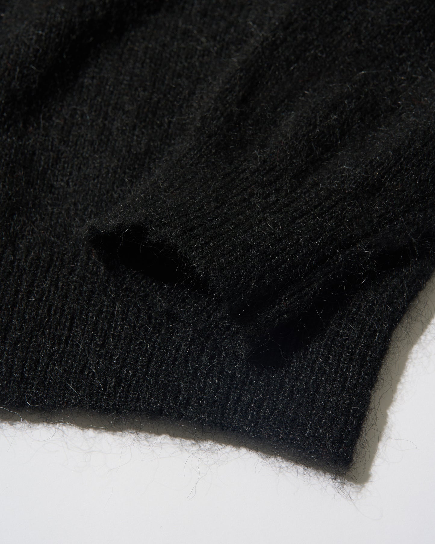 Nylon Wool Mohair Soft Polo Knit BLACK