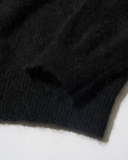 Nylon Wool Mohair Soft Polo Knit BLACK