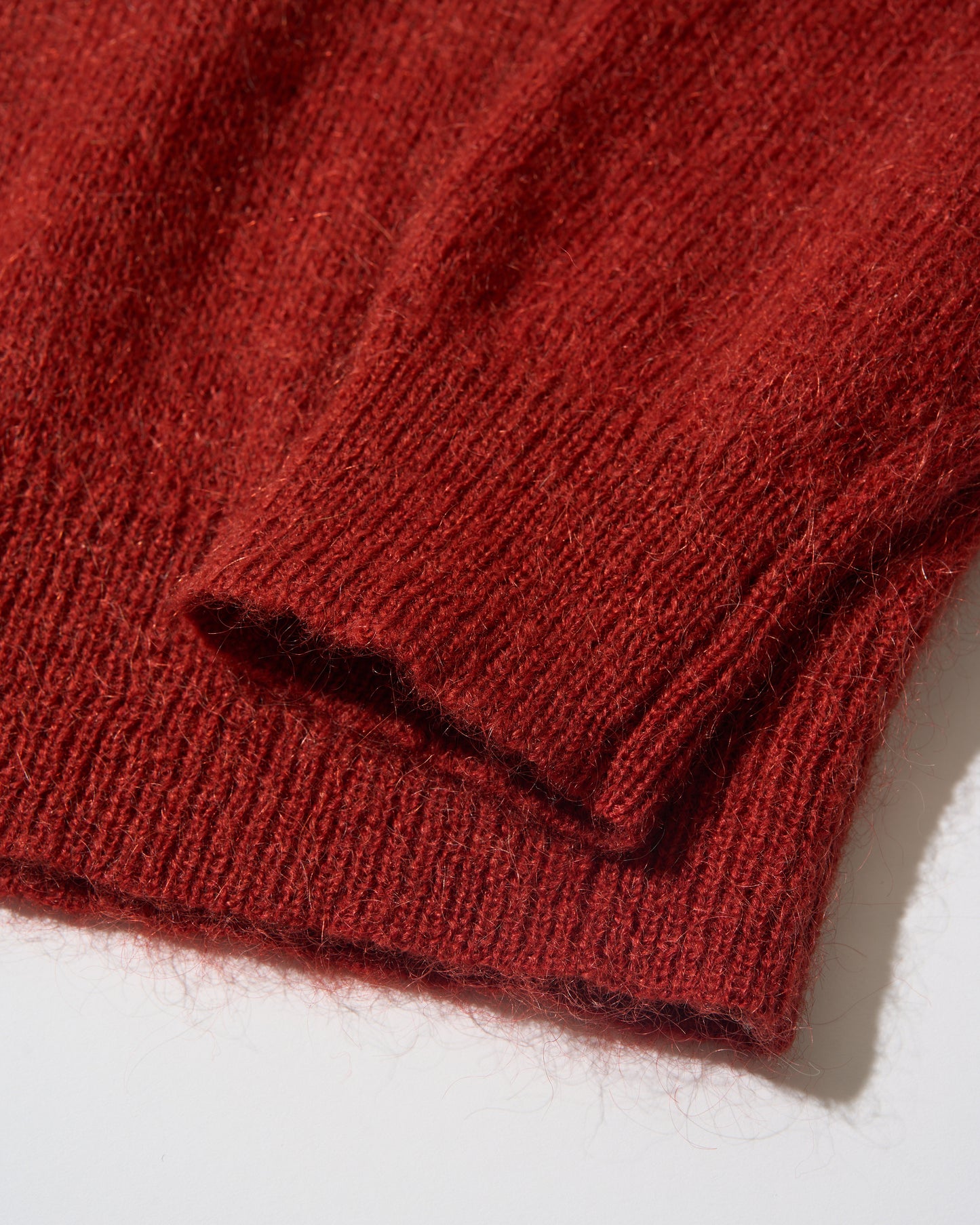 Nylon Wool Mohair Soft Polo Knit RED