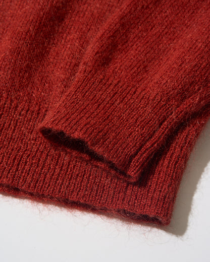Nylon Wool Mohair Soft Polo Knit RED