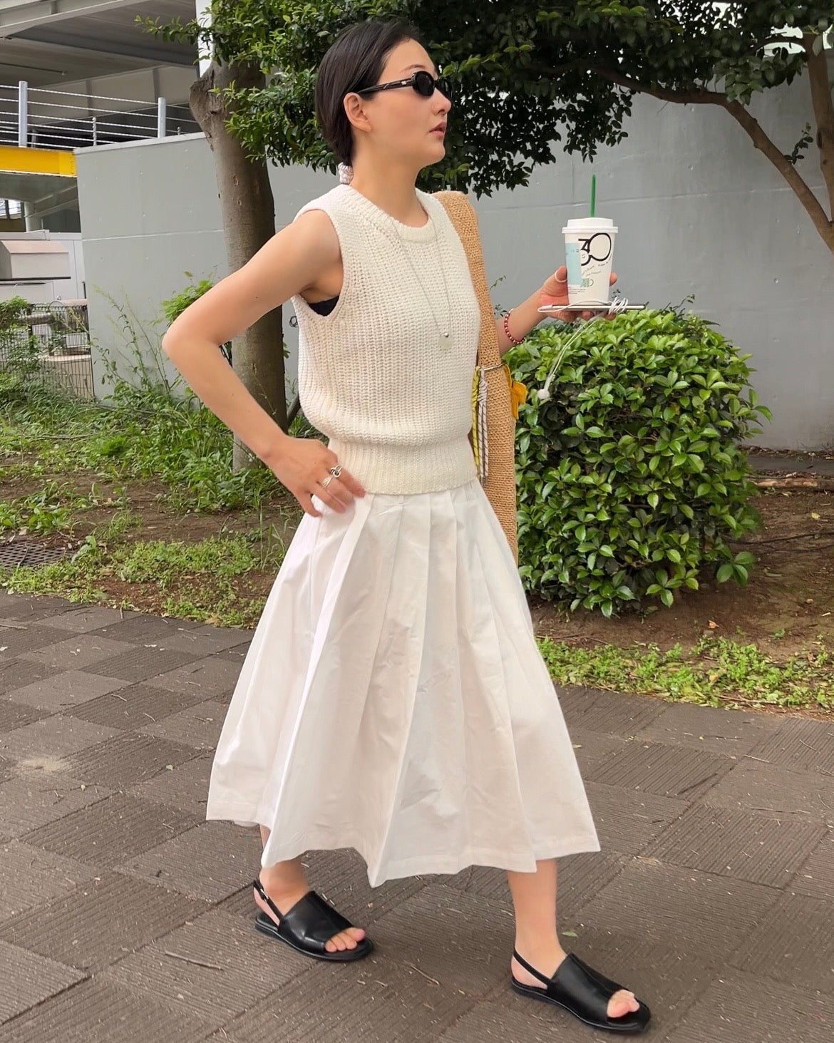 [5/7new]Cotton Full Line Pleated Skirt