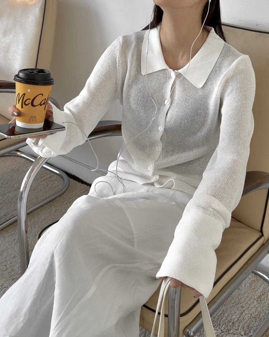 Loose Frame Cardigan white