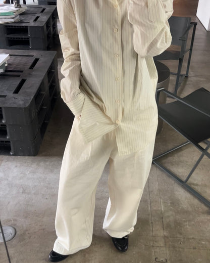 [11/20new]Buckle Straight Cotton Pants  white