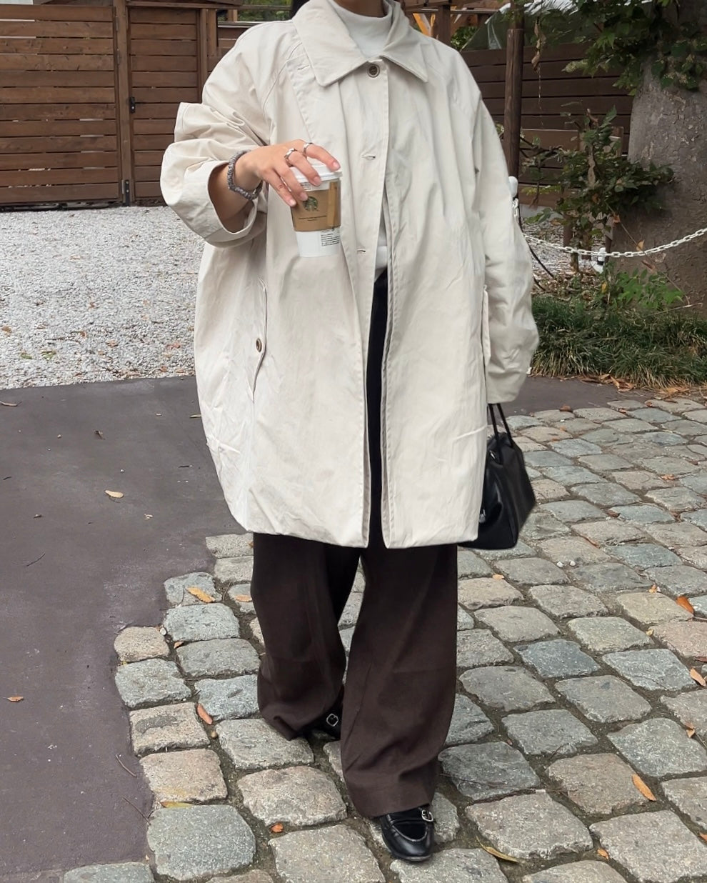 Cotton Nylon Over Collar Jacket ivory