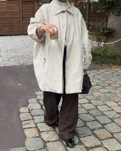 Cotton Nylon Over Collar Jacket ivory