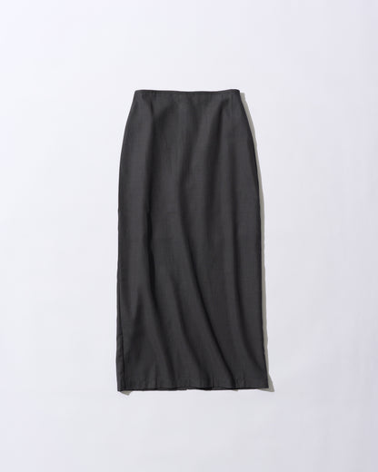 [6/4new]Smooth Straight Long Skirt  dark gray