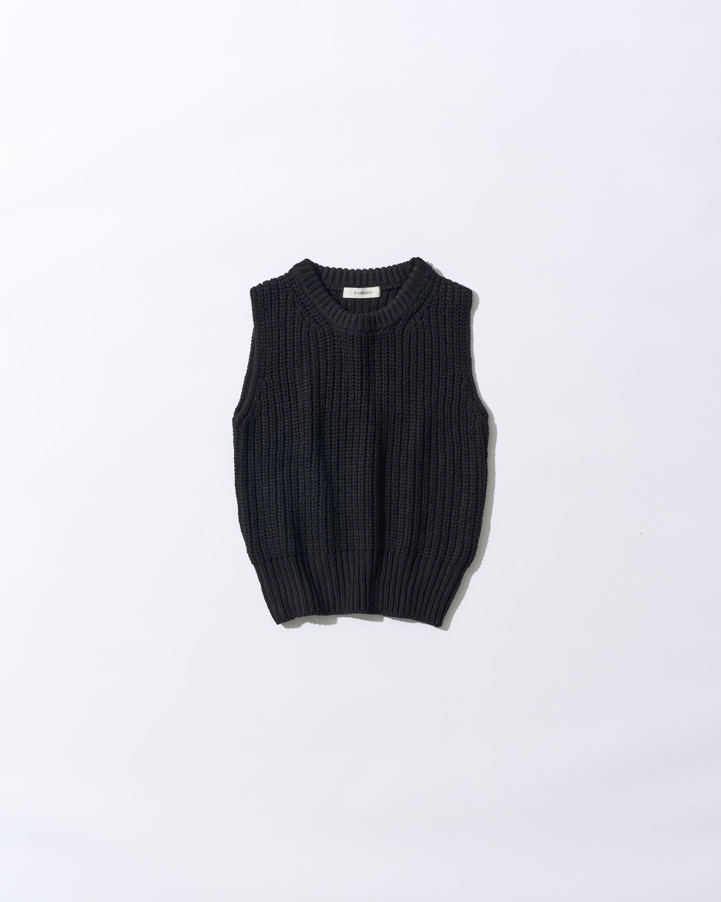 [5/7new]Raw Linen Knit Top Tank black 5月下旬入荷分