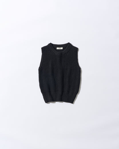 [5/7new]Raw Linen Knit Top Tank black 5月下旬入荷分