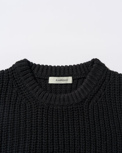 [5/7new]Raw Linen Knit Top Tank black 5月下旬入荷分