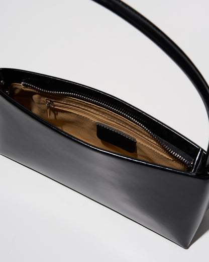 [8/27new]slim leather handle bag black