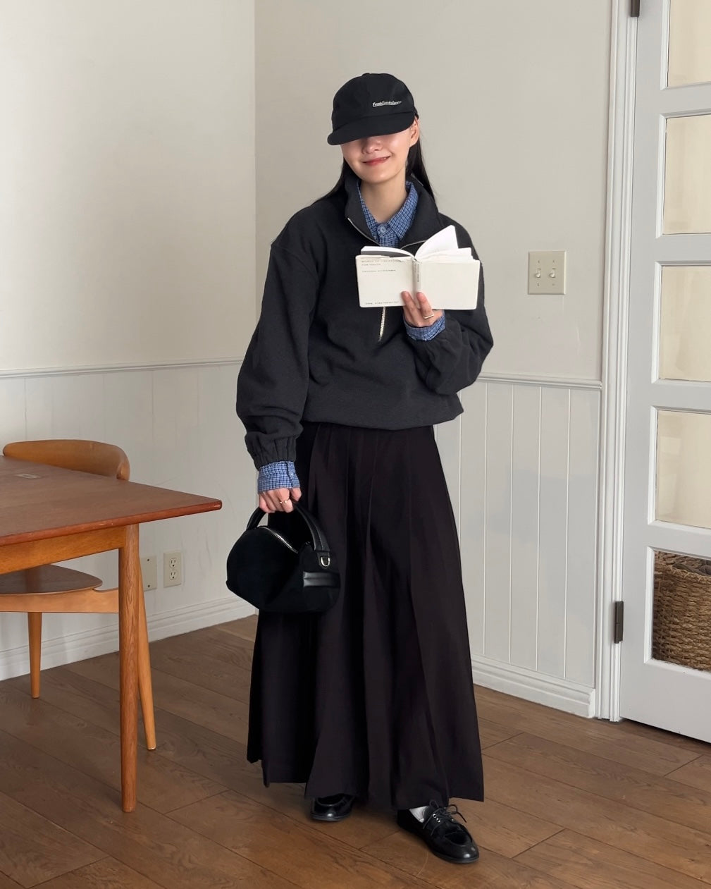 [12/4new] Belted Classic Pleats Skirt  Black 12月下旬入荷分