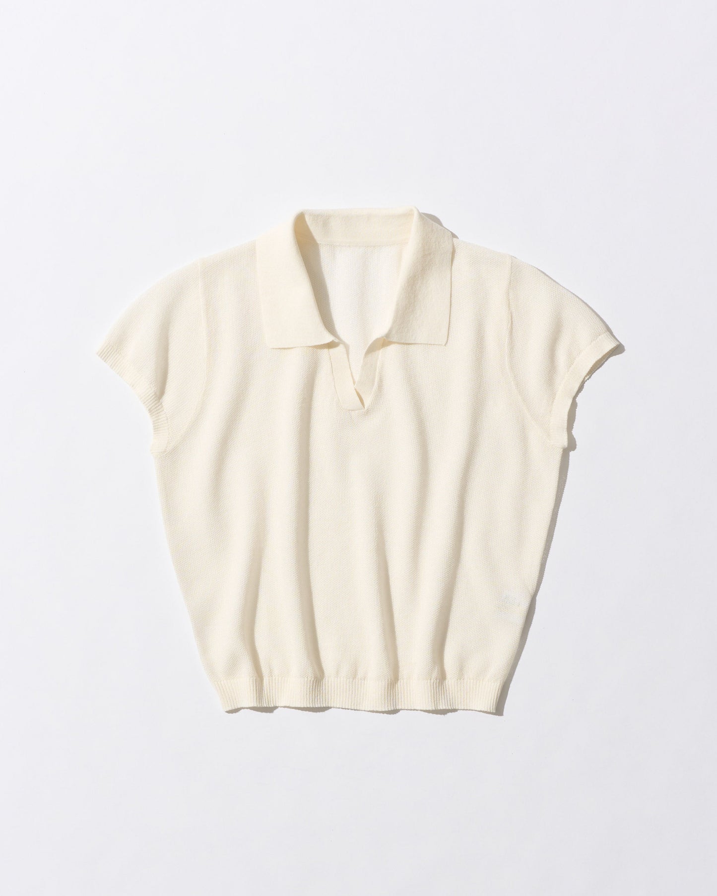 [9/10new]linen Summer Knit Polo white