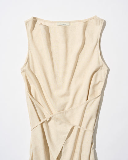 [9/3new]Linen Drape onepiece ivory