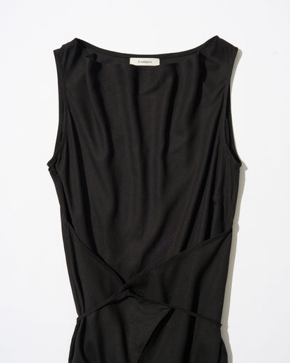 [9/3new]Linen Drape onepiece black