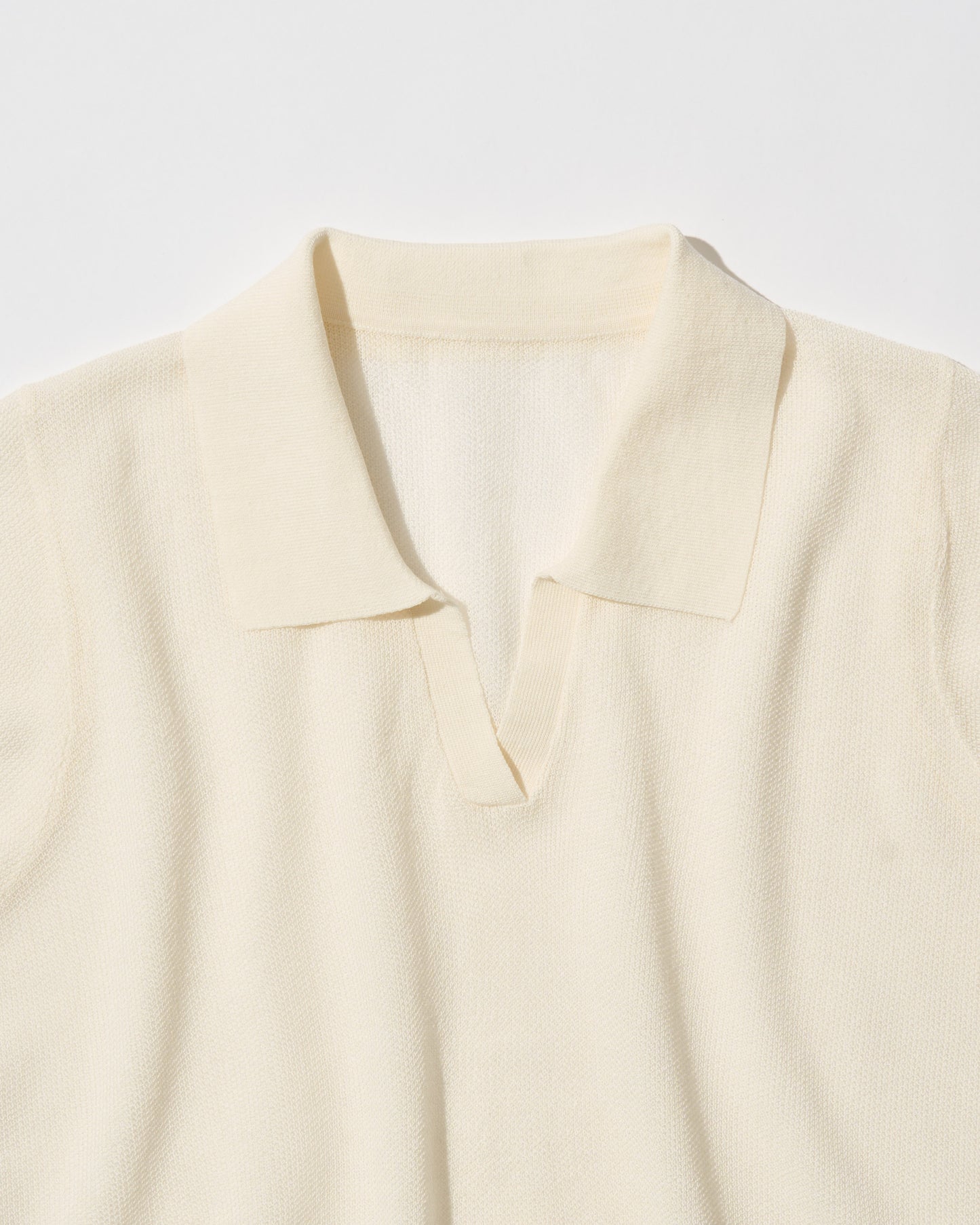 [9/10new]linen Summer Knit Polo white