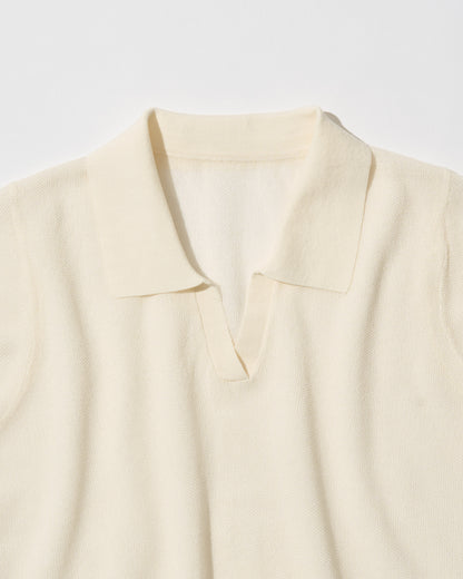 [9/10new]linen Summer Knit Polo white
