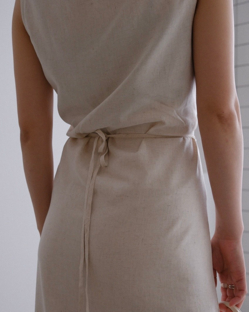 [9/3new]Linen Drape onepiece ivory