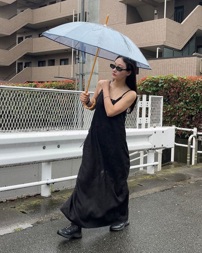 [7/2new]linen loop onepiece black