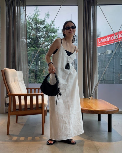 [7/2new]linen loop onepiece white
