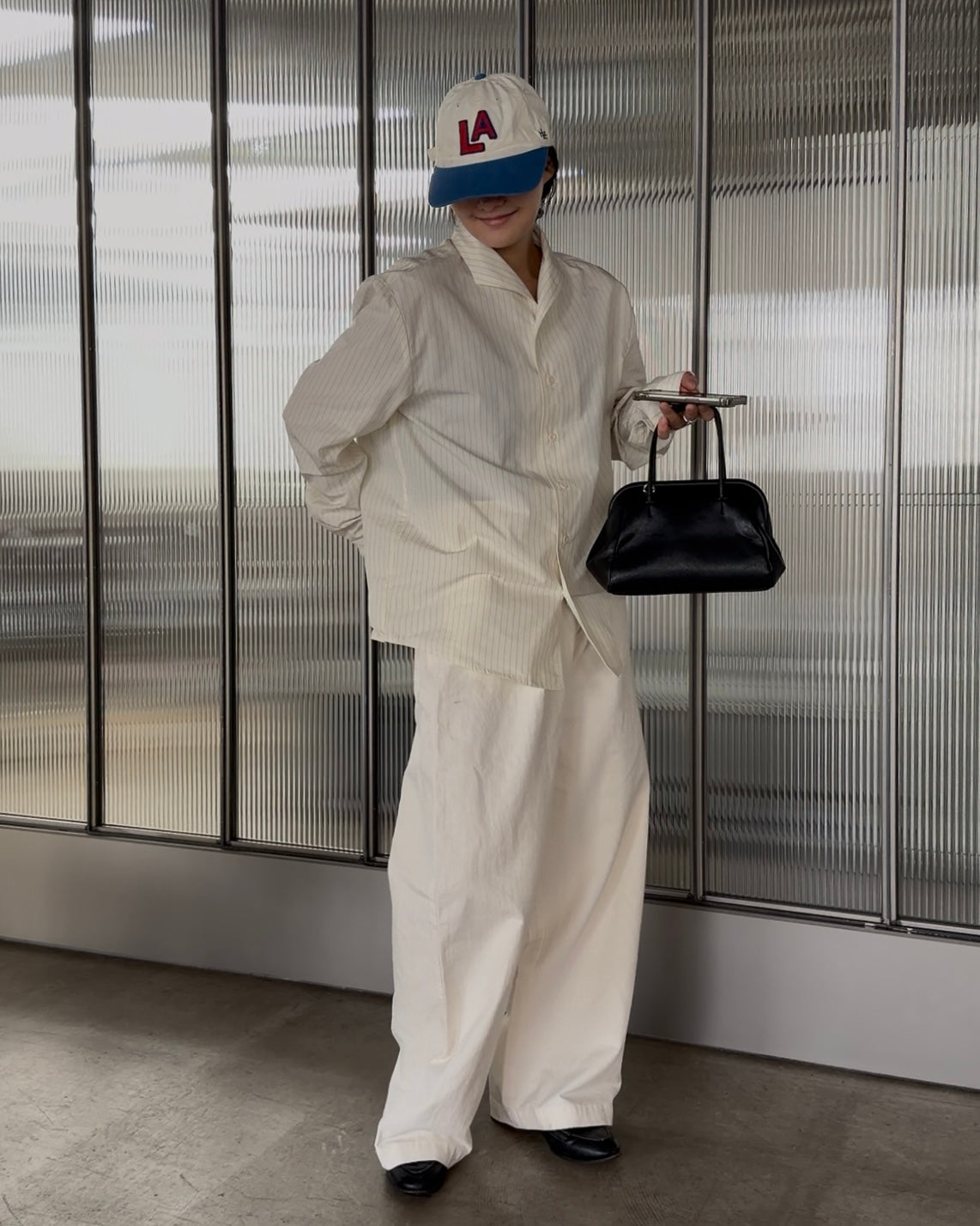 [11/20new]Buckle Straight Cotton Pants  white