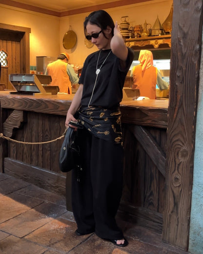 [5/21new]Curved Wide Sweat Pants black 6月上旬〜中旬入荷