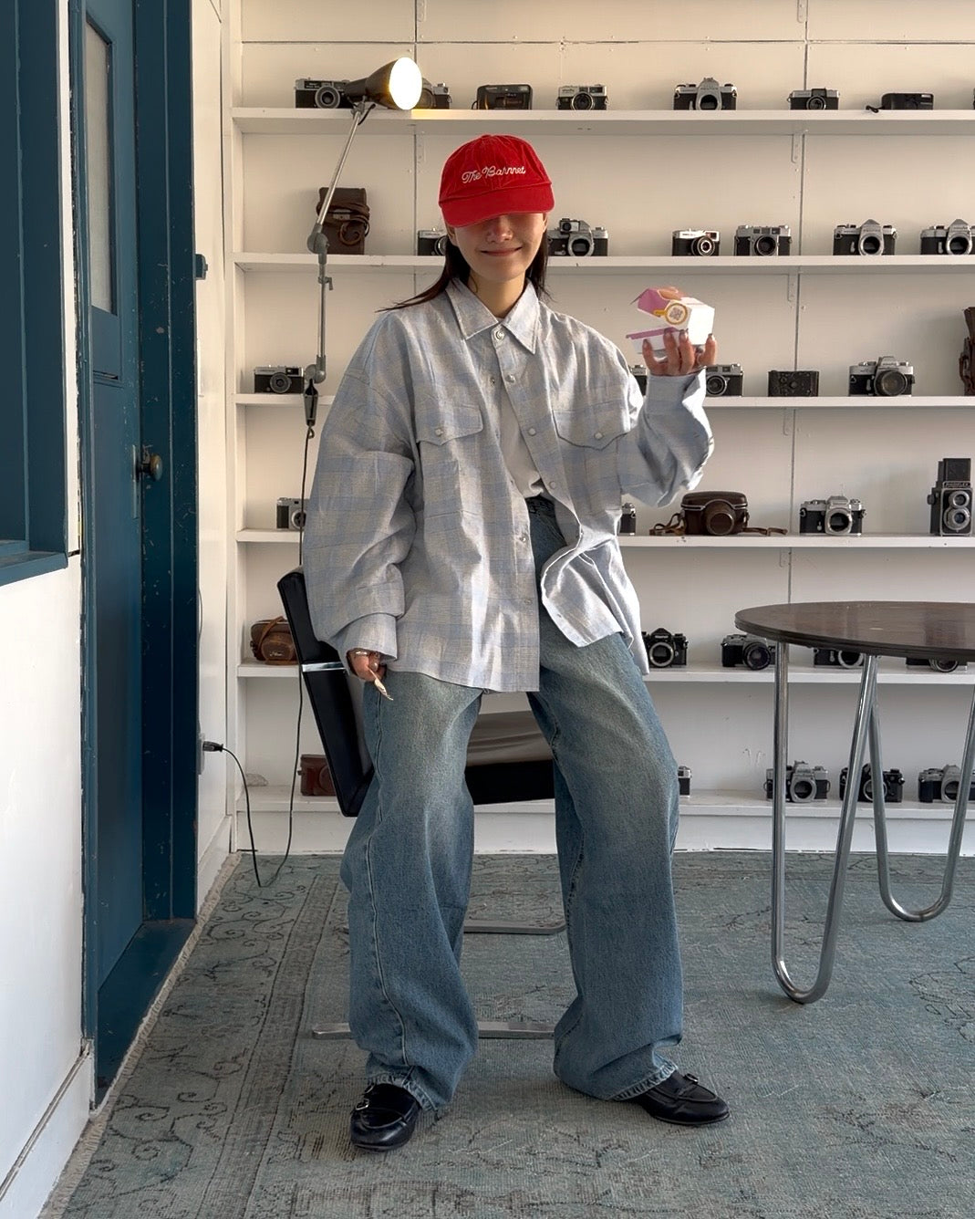 Cotton Check Drop-Shoulder Shirt