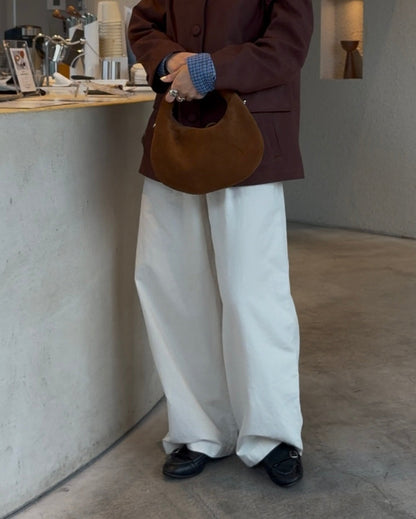 [11/20new]Buckle Straight Cotton Pants  white