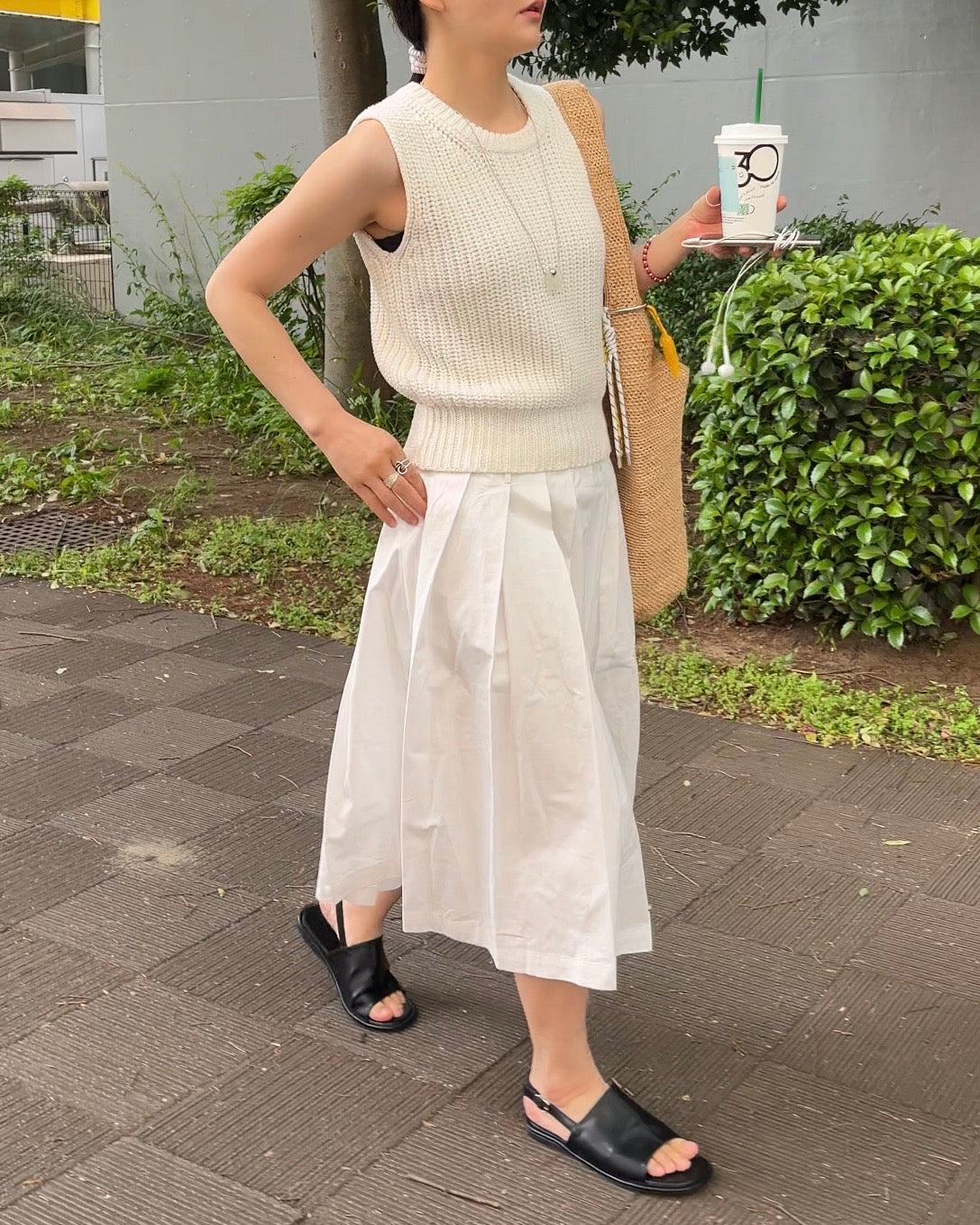 [5/7new]Cotton Full Line Pleated Skirt